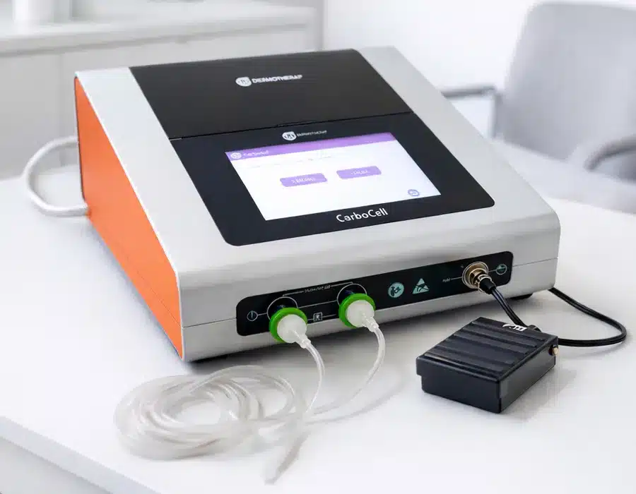 Equipo de carboxiterapia Carbocell de Dermotherap con doble salida y pedal