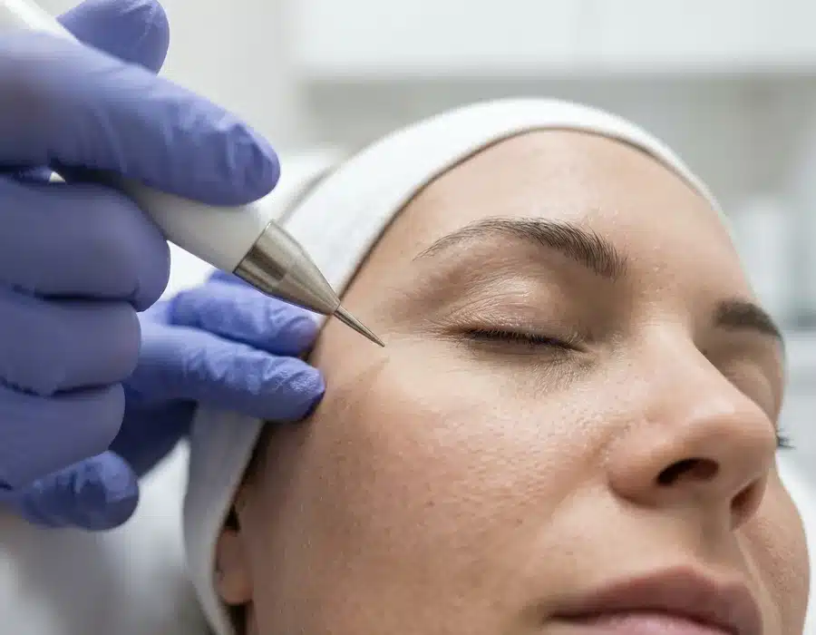 Tratamiento facial con la pieza de mano de plasma Dermoray Plus